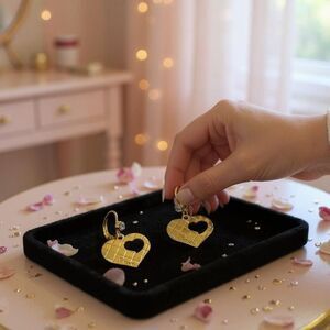 Kate SpadeDangle Heart "Love" engraved earrings with Crystal Stone-New